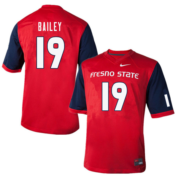 Men #19 Brent Bailey Fresno State Bulldogs College Football Jerseys Sale-Red